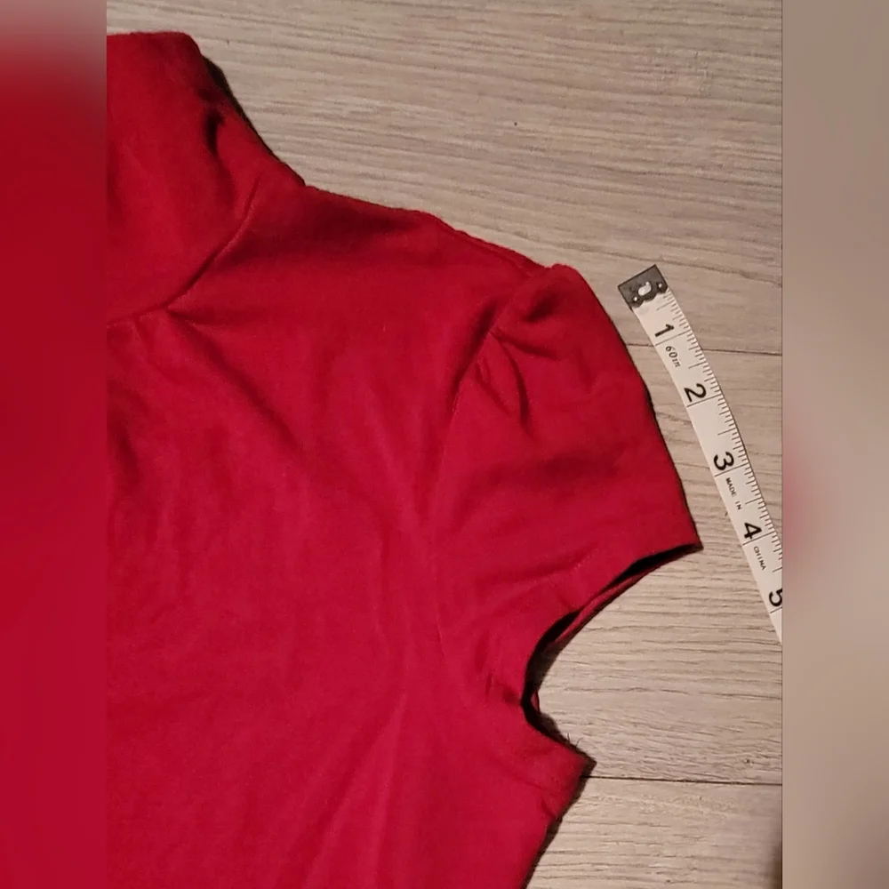 Express Red Cap Sleeve Turtleneck Blouse, Women's Small (S) - Picture 5 of 11